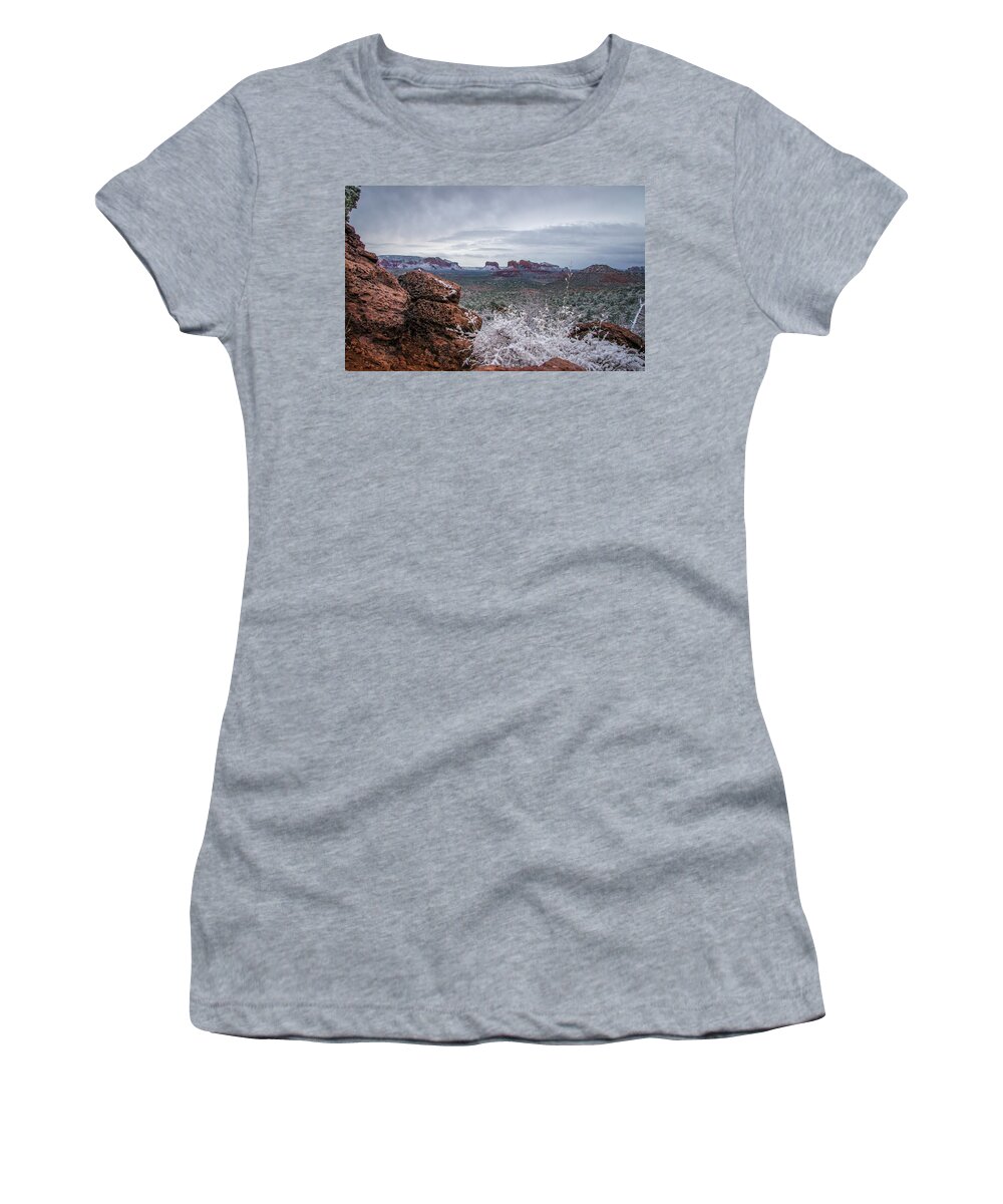 Sedona Women's T-Shirt featuring the photograph Sedona in Winter 08 by Will Wagner