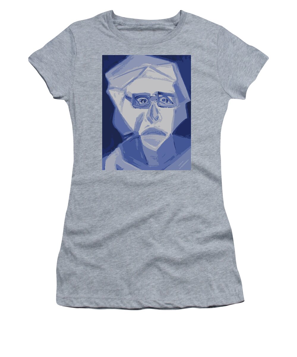Painting Women's T-Shirt featuring the painting Self Portrait in Cubism by Shea Holliman