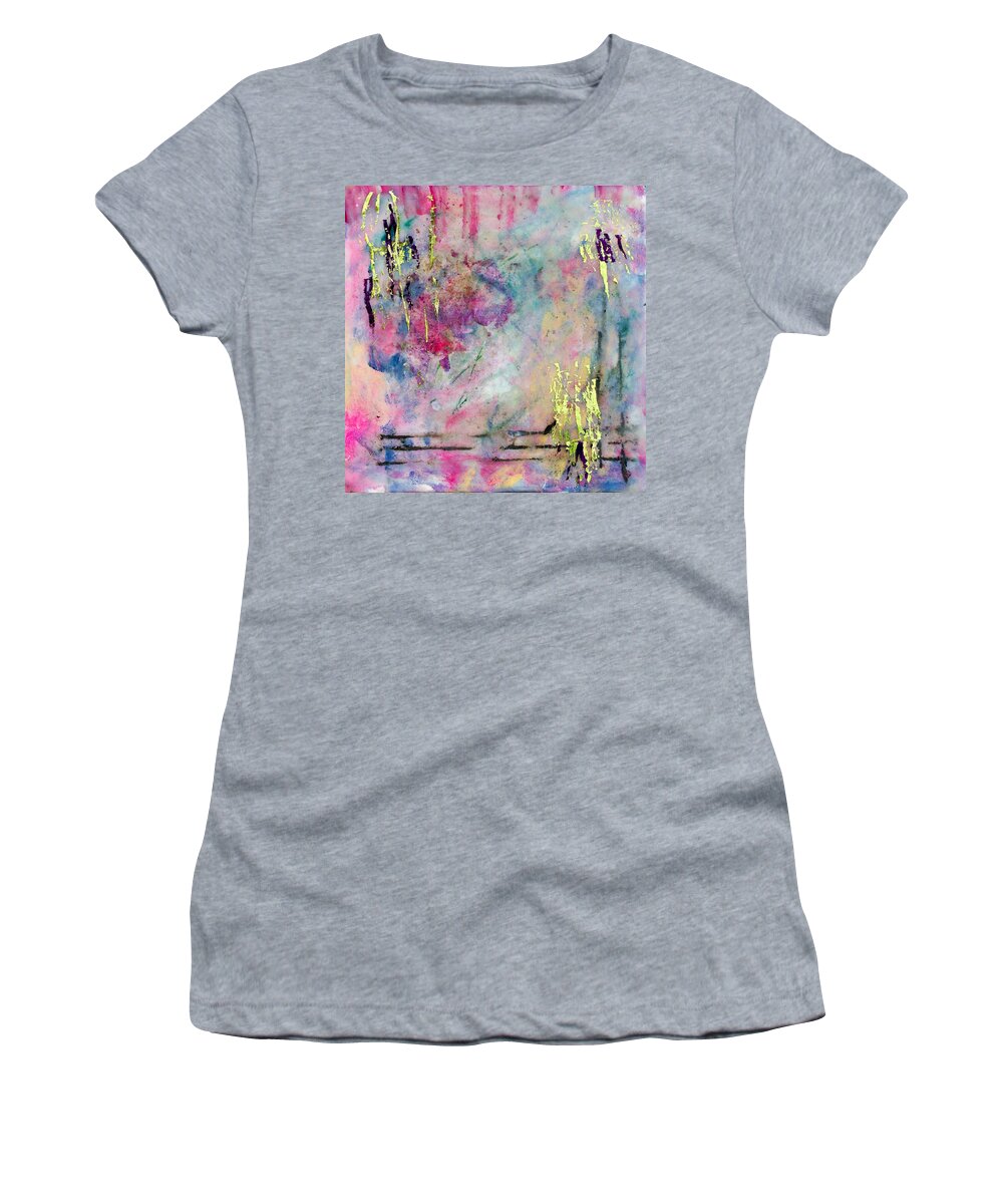 Serene Mist Women's T-Shirt featuring the painting Serene Mist Encaustic by Bellesouth Studio