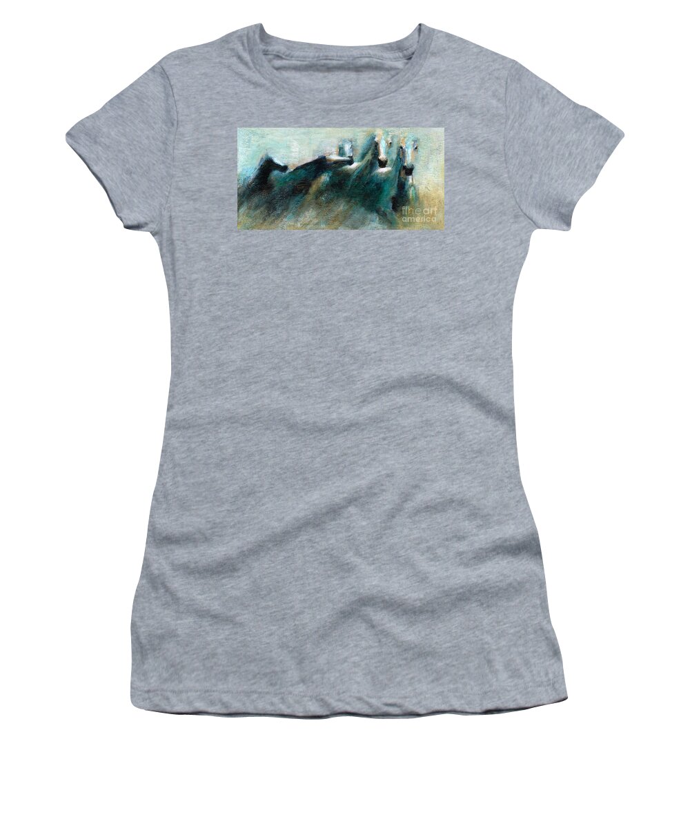 Horses Women's T-Shirt featuring the painting Shades of Blue by Frances Marino