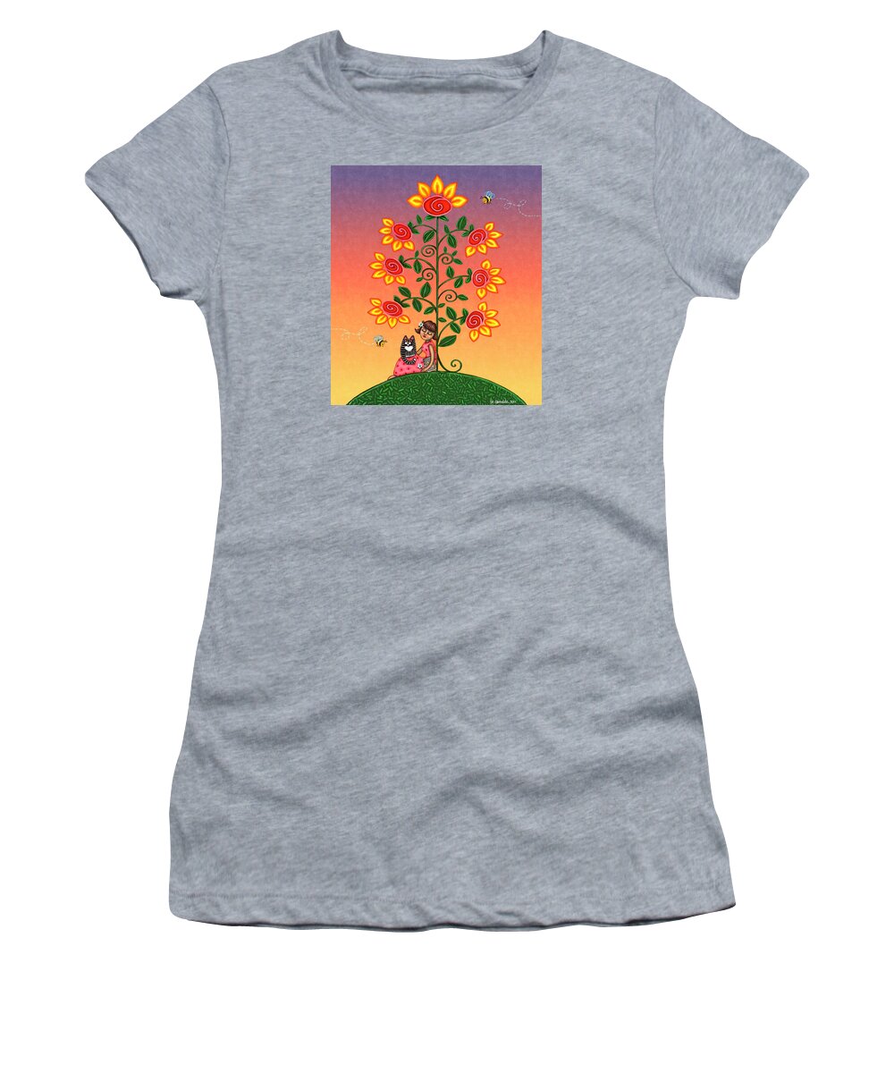 Folk Art Women's T-Shirt featuring the painting She Is Life Barnes and Noble by Victoria De Almeida
