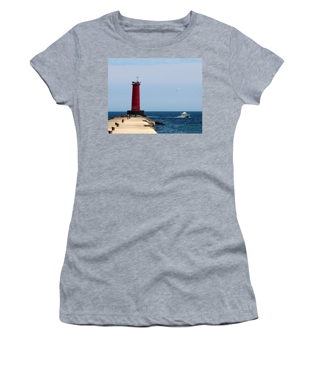 Light Women's T-Shirt featuring the photograph Sheboygan Breakwater Lighthouse by George Jones