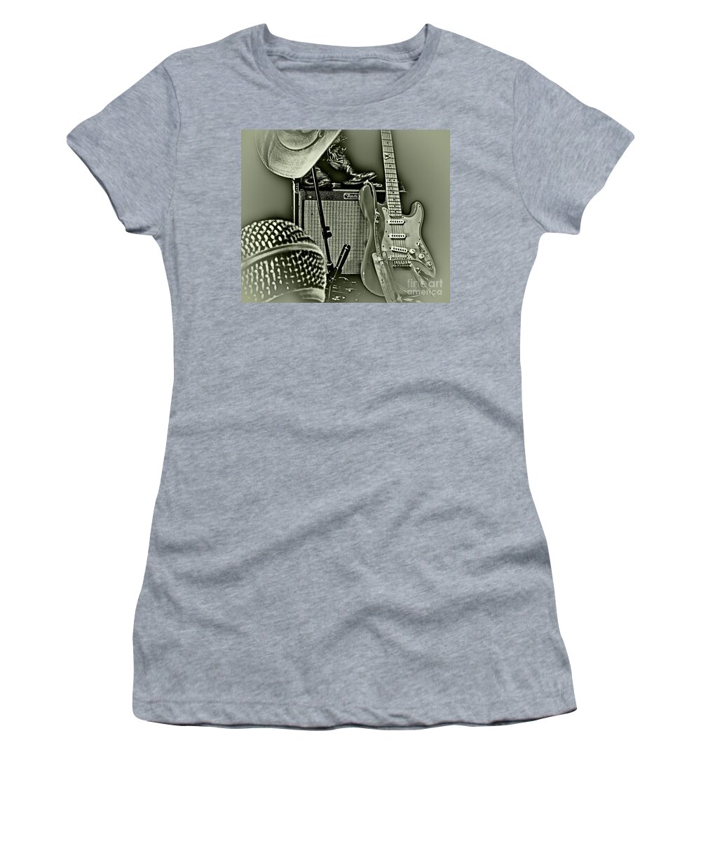 Music Women's T-Shirt featuring the photograph Show's Over - B W by Robert Frederick