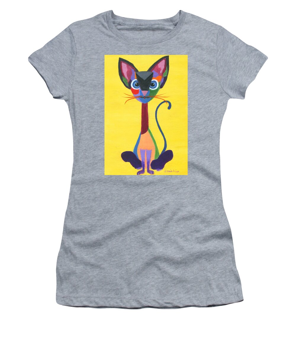 Siamese Women's T-Shirt featuring the painting Siamese Geo by Jamie Frier