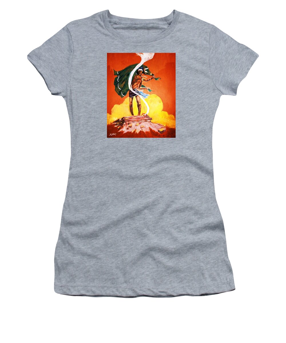Plains Indian Women's T-Shirt featuring the painting Signal from the Mesa by Al Brown