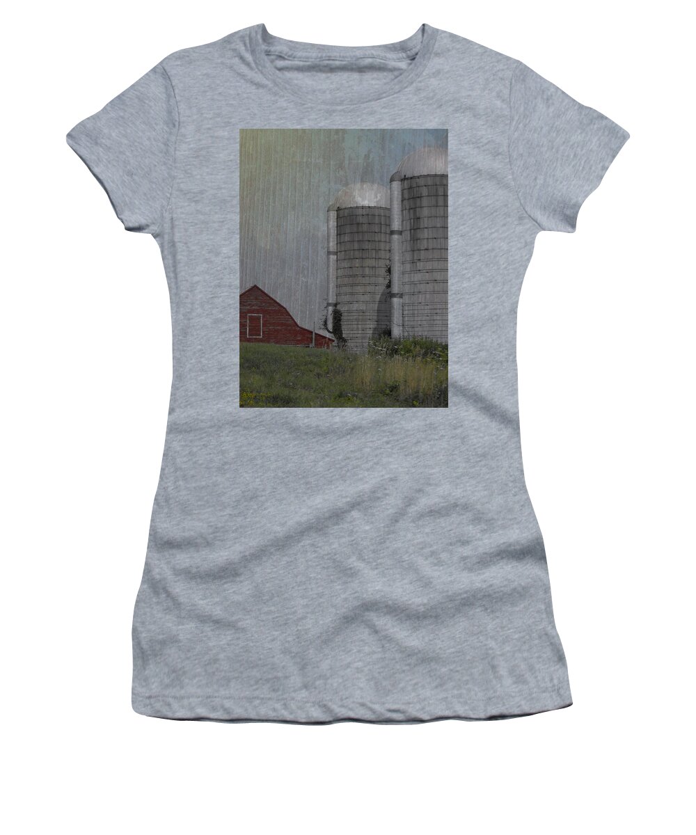 Barn Women's T-Shirt featuring the photograph Silo and Barn by Photographic Arts And Design Studio