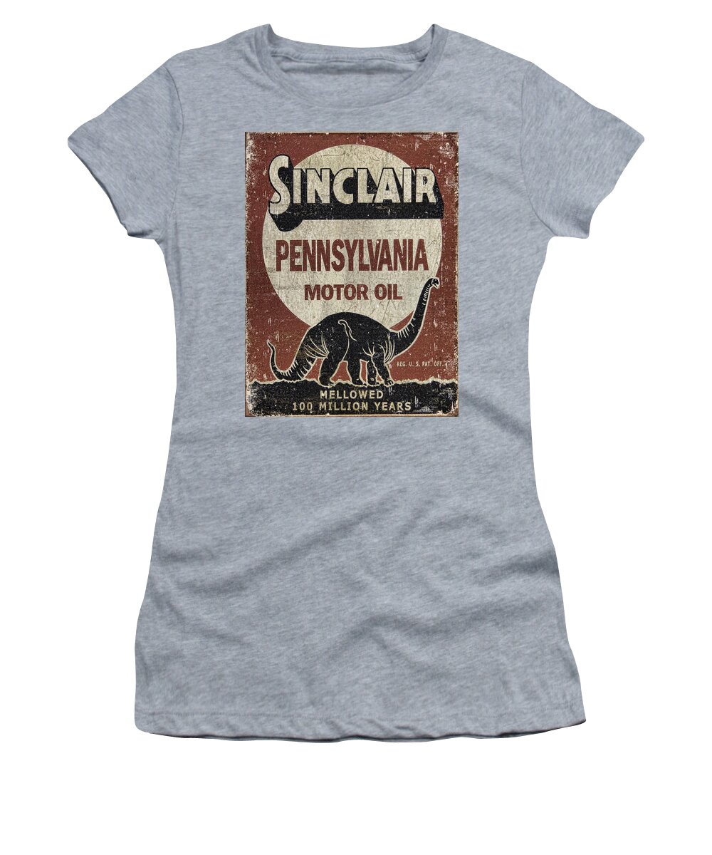 Sinclair Motor Oil Can Women's T-Shirt featuring the photograph Sinclair Motor Oil Can by Wes and Dotty Weber
