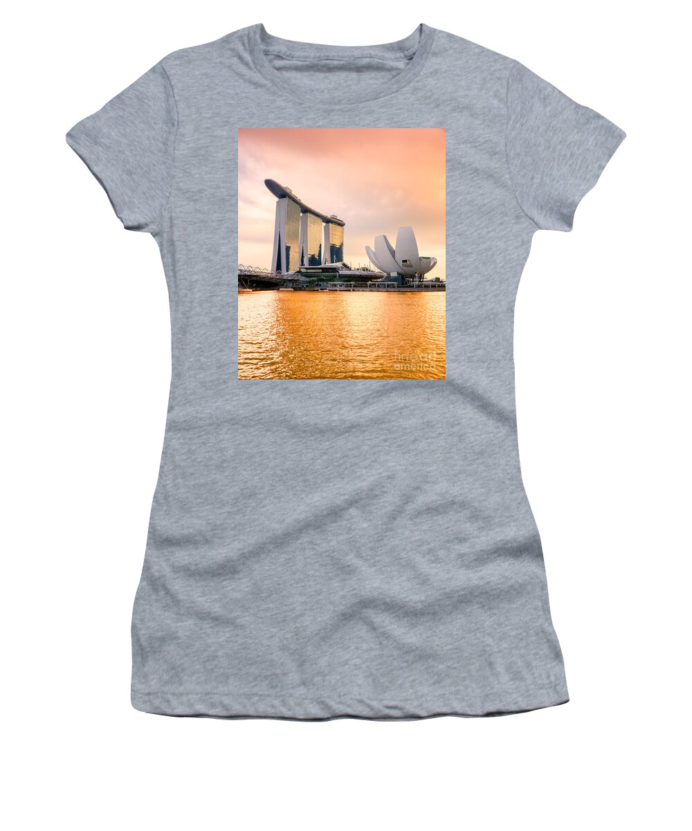 Night Women's T-Shirt featuring the photograph Singapore - Marina Bay Sand by Luciano Mortula