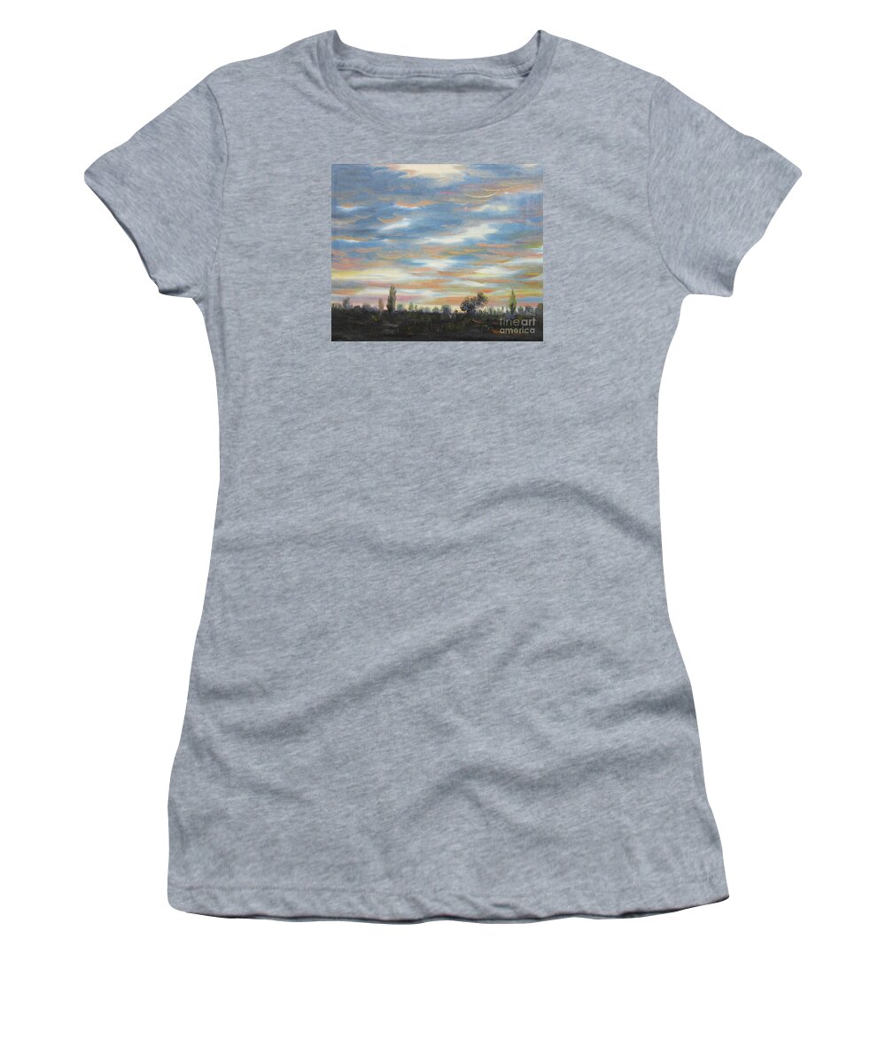 Landscapes Women's T-Shirt featuring the painting Sky by Vesna Martinjak