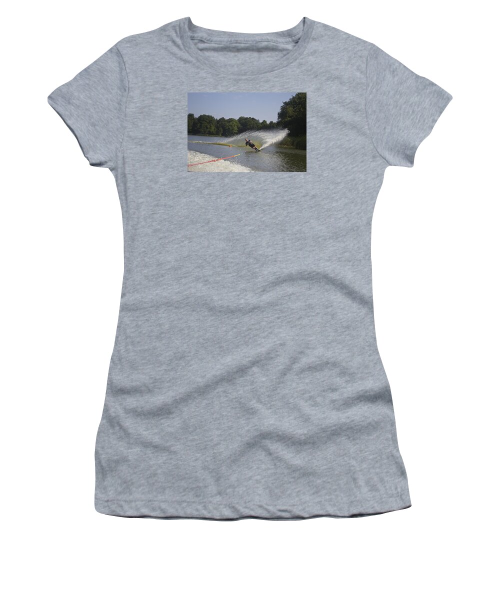 Skiing Women's T-Shirt featuring the photograph Slalom Waterskiing by Venetia Featherstone-Witty