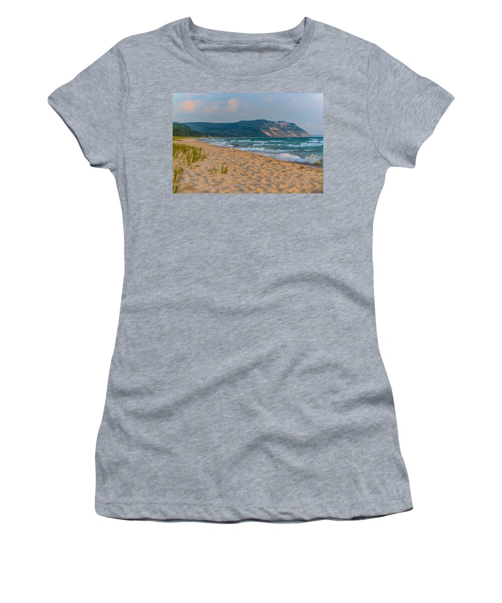 Clouds Women's T-Shirt featuring the photograph Sleeping Bear Dunes at Sunset by Sebastian Musial