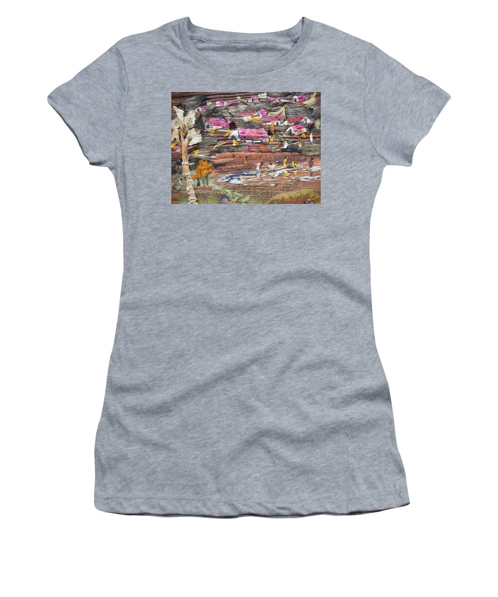 Slum On Hill Women's T-Shirt featuring the mixed media Slum on hill by Basant Soni