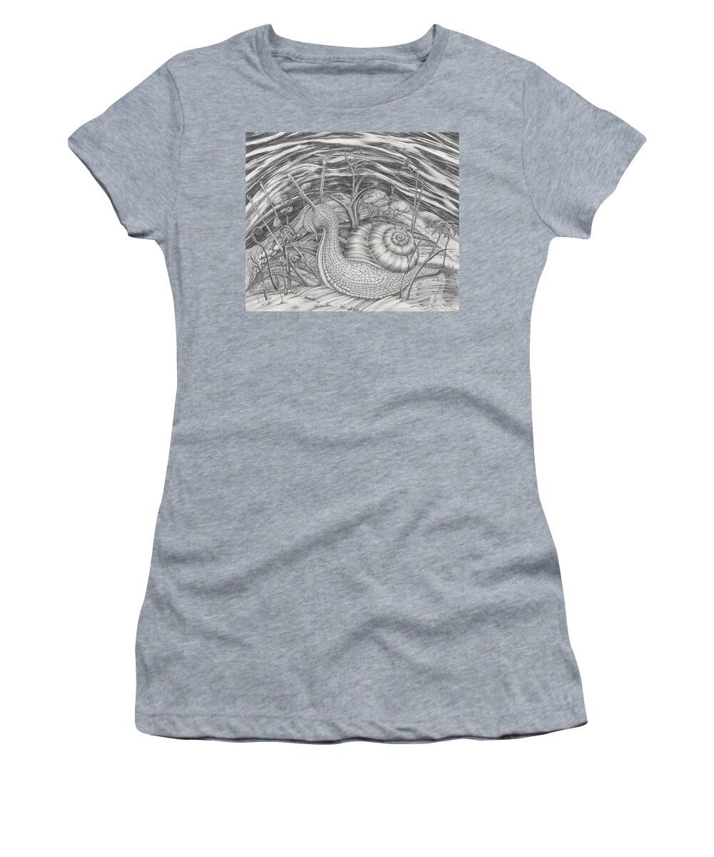 Drawing Women's T-Shirt featuring the drawing Small Journeys by Mark Johnson