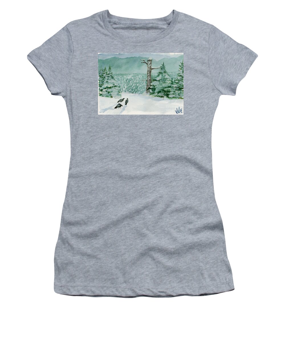 Watercolor Women's T-Shirt featuring the painting Snowed Still by Victor Vosen