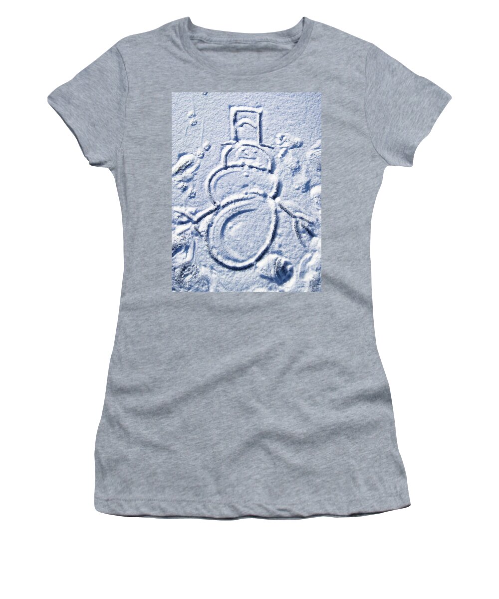 Snow Women's T-Shirt featuring the photograph Snowman by Larry Hunter
