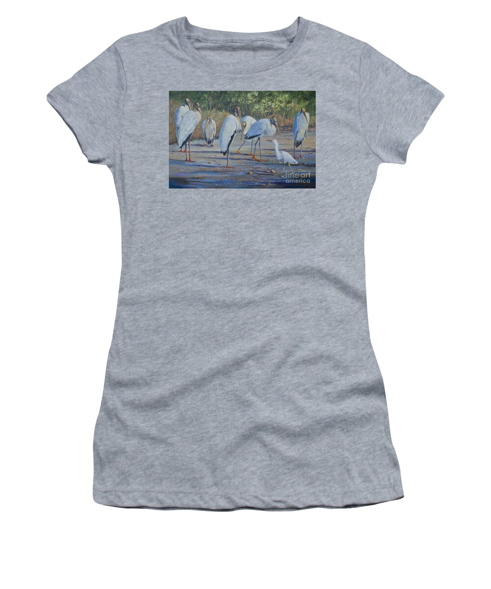 Courage Women's T-Shirt featuring the painting Snowy and the Seven Storks by AnnaJo Vahle