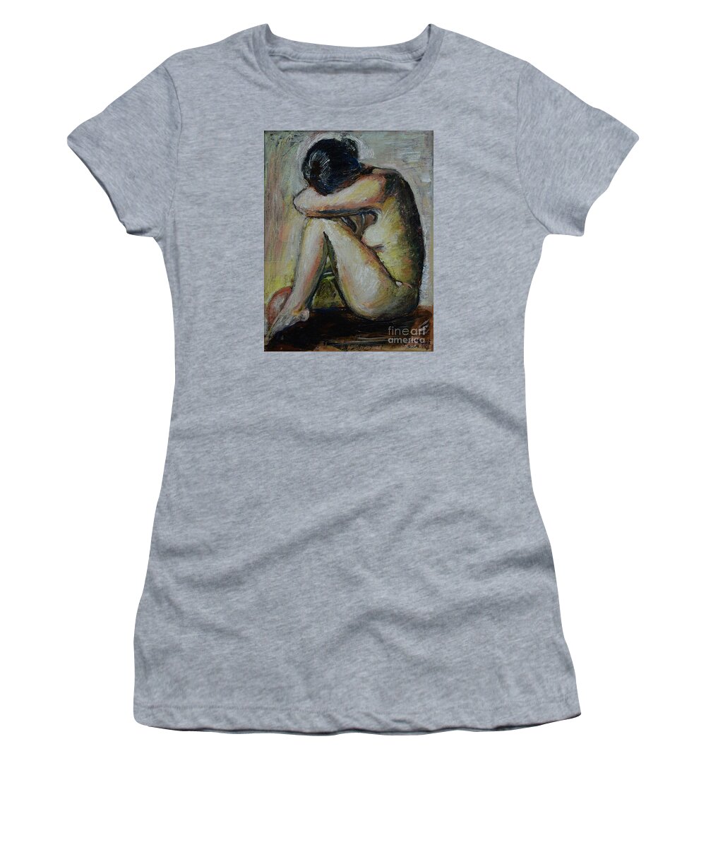 Raija Merila Women's T-Shirt featuring the painting So Tired by Raija Merila