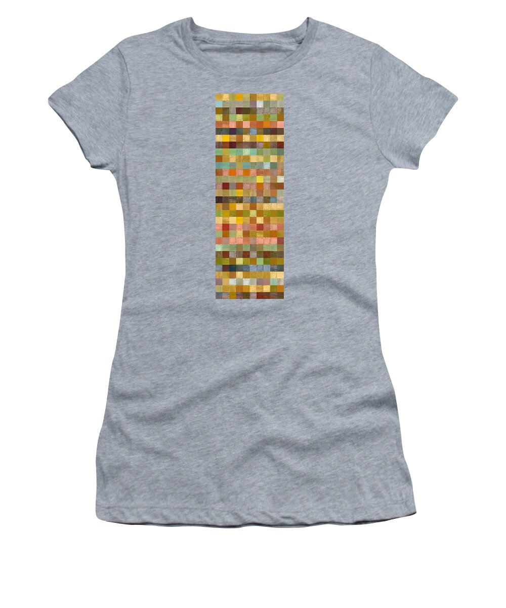 Abstract Women's T-Shirt featuring the painting Soft Palette Rustic Wood Series Collage lll by Michelle Calkins