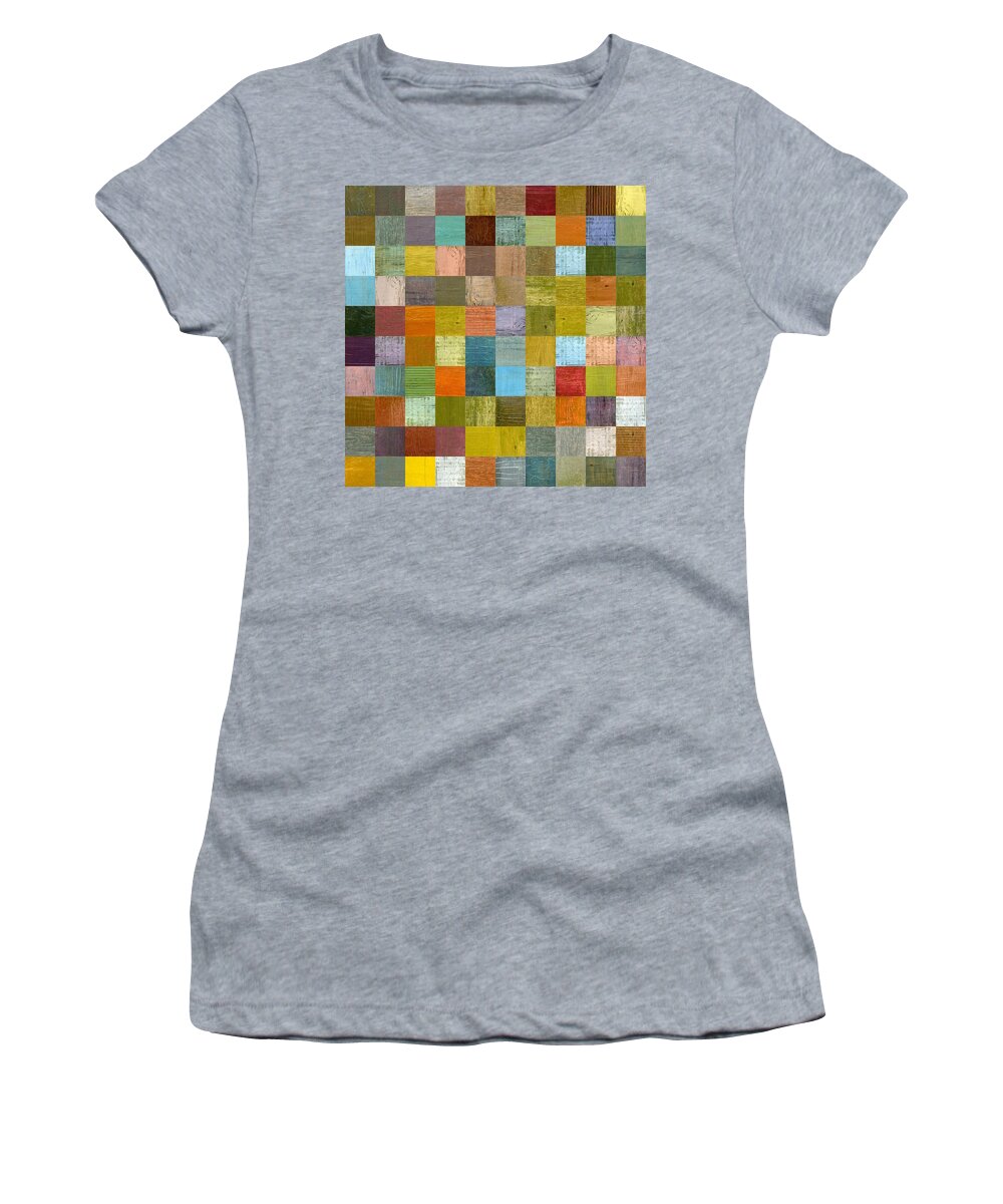 Abstract Women's T-Shirt featuring the painting Soft Palette Rustic Wood Series With Stripes ll by Michelle Calkins