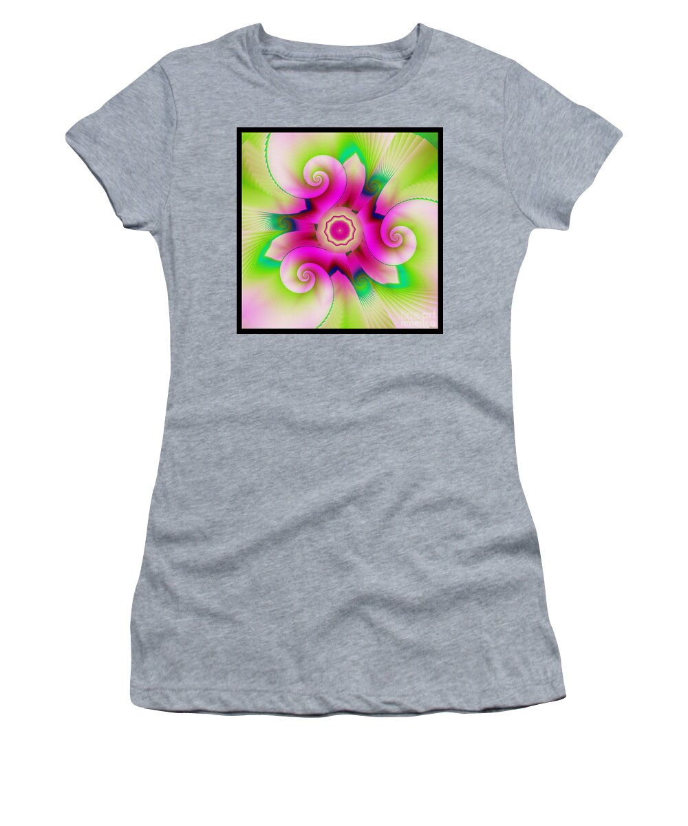 Softly Pink And Green Women's T-Shirt featuring the digital art Softly Pink and Green by Elizabeth McTaggart