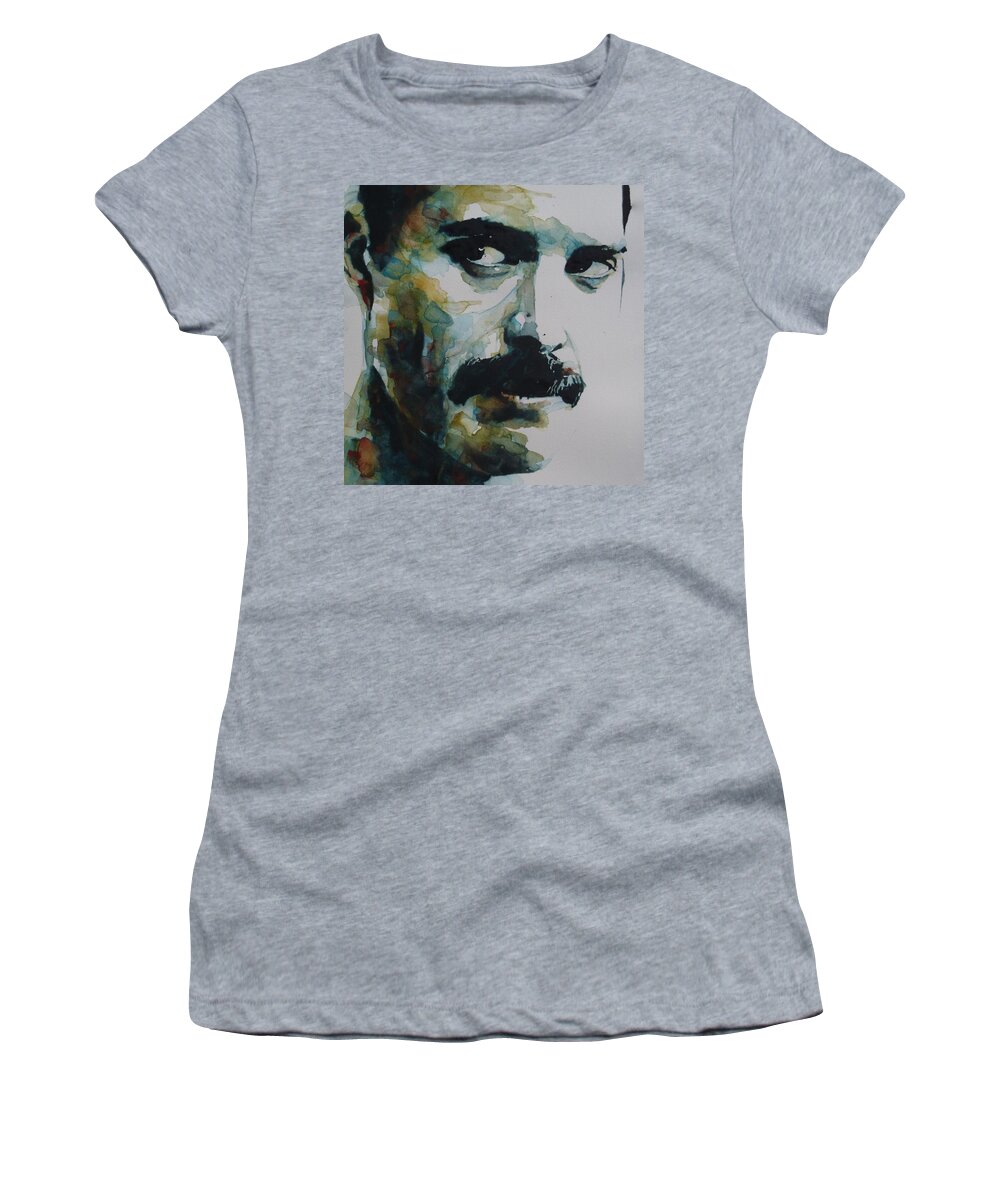 Rock And Roll Women's T-Shirt featuring the painting Freddie Mercury by Paul Lovering