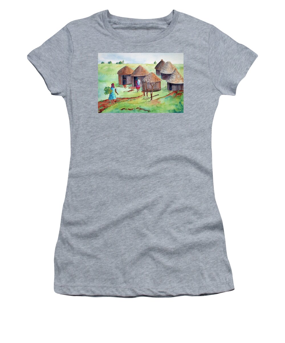 South Africa Women's T-Shirt featuring the painting South African Village by Patricia Beebe