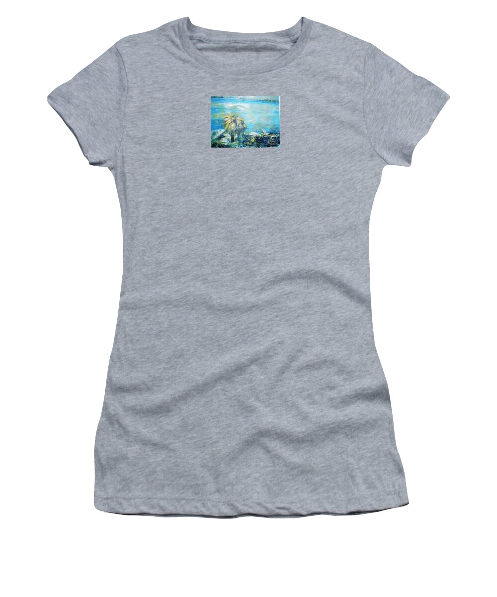 Seascape Women's T-Shirt featuring the painting South of France  Juan les Pins by Fereshteh Stoecklein