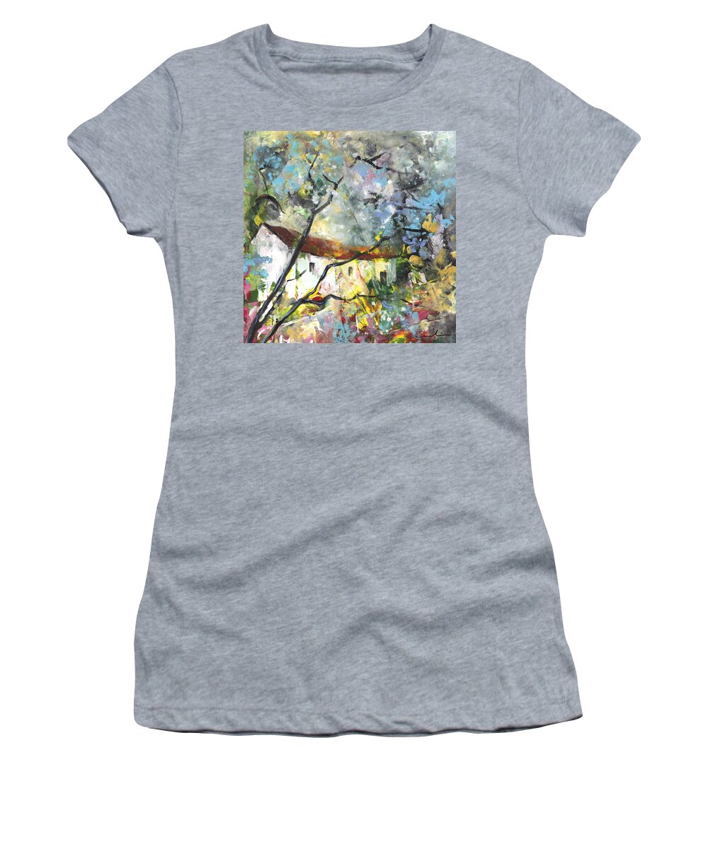 Travel Women's T-Shirt featuring the painting Spanish Cottage by Miki De Goodaboom