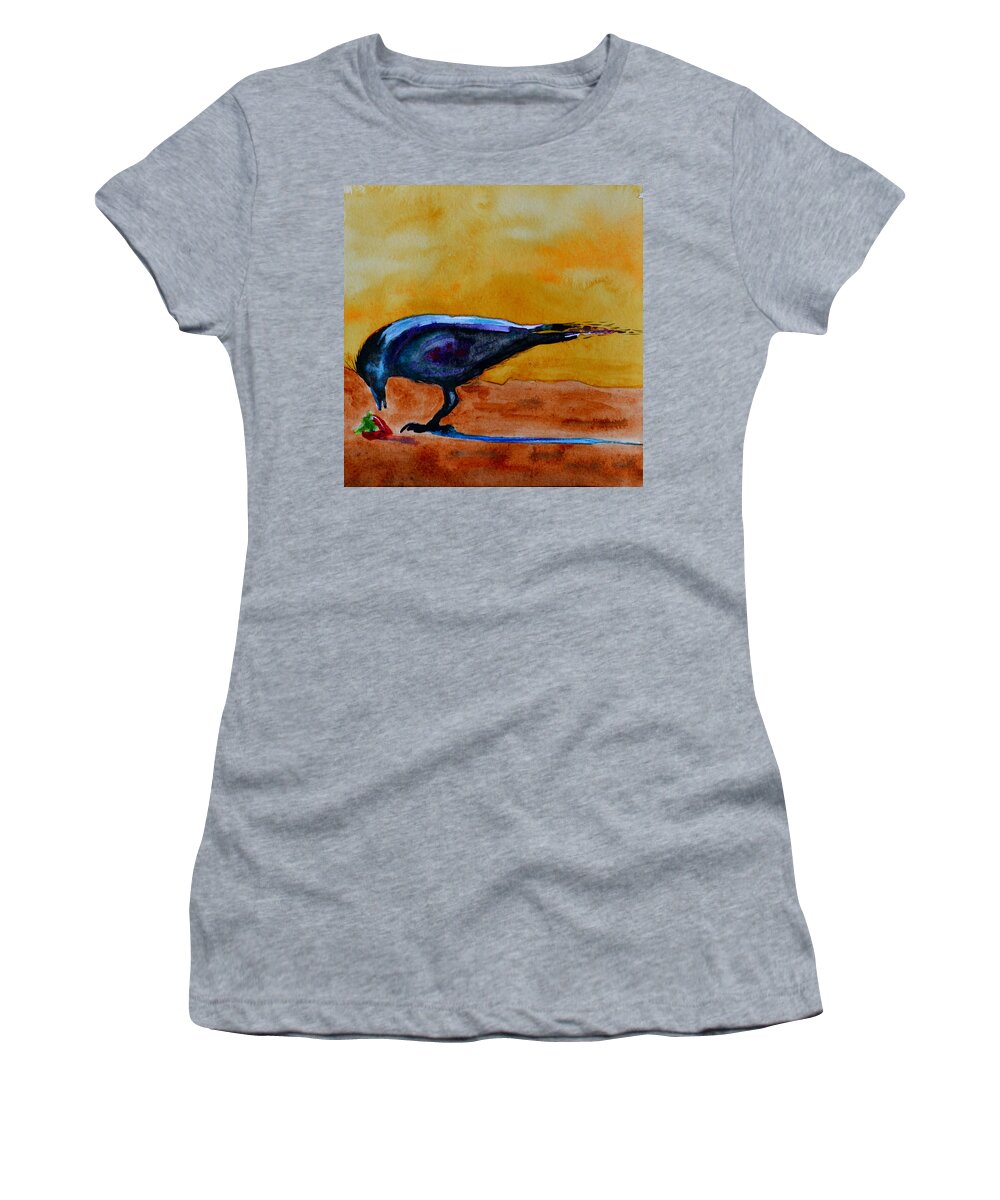 Crow Women's T-Shirt featuring the painting Special Treat by Beverley Harper Tinsley