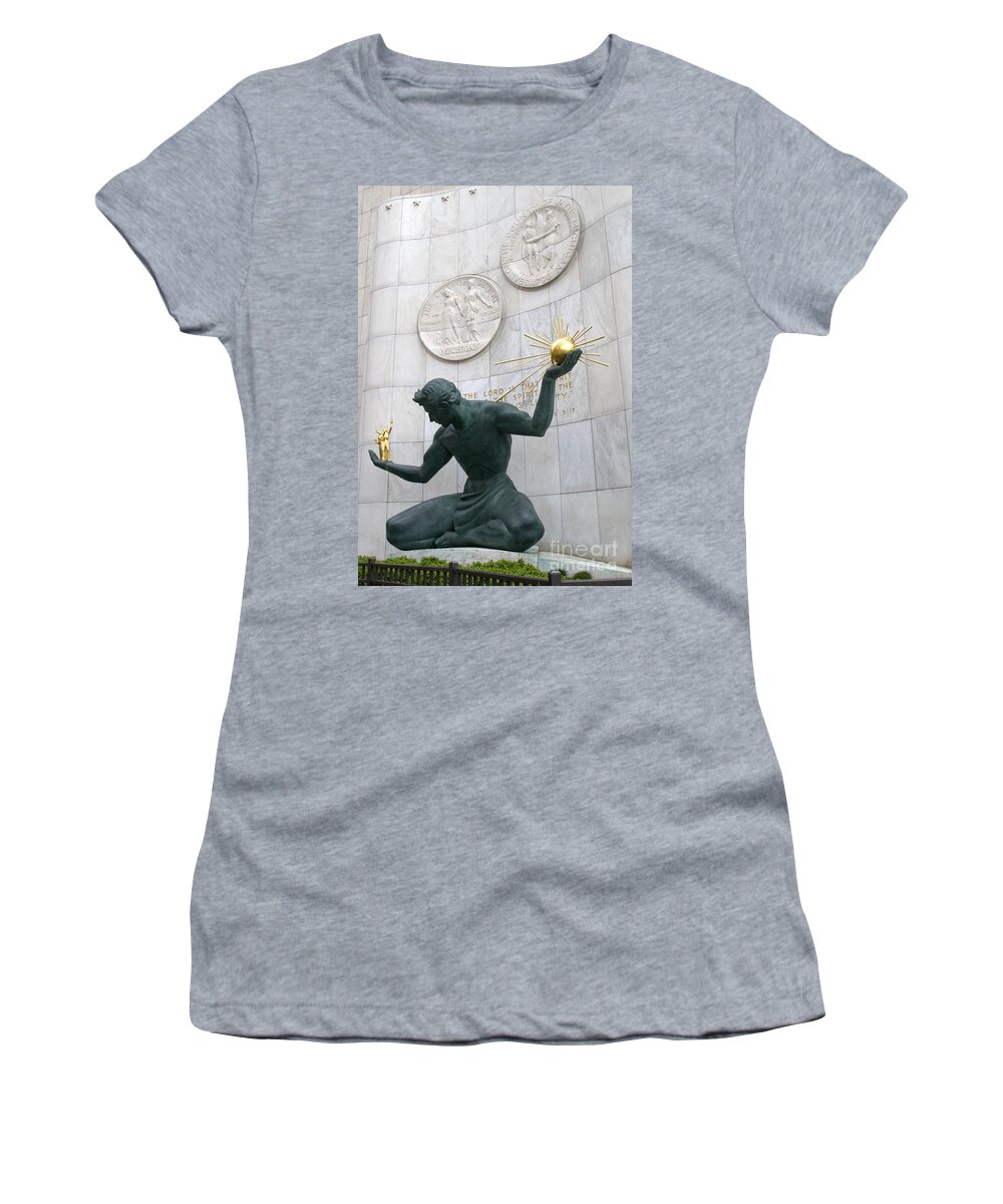 Detroit Women's T-Shirt featuring the photograph Spirit of Detroit Monument by Ann Horn