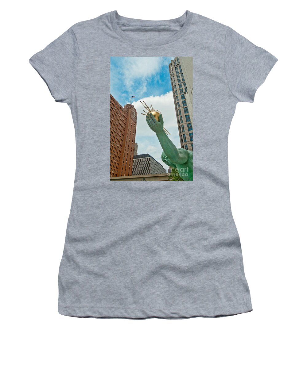 Detroit Women's T-Shirt featuring the photograph Spirit of Detroit's Left Hand by Steven Dunn
