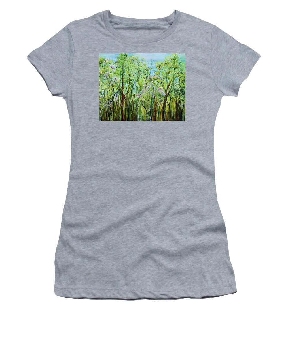 Landscape Women's T-Shirt featuring the painting Spring Arpeggio by Regina Valluzzi