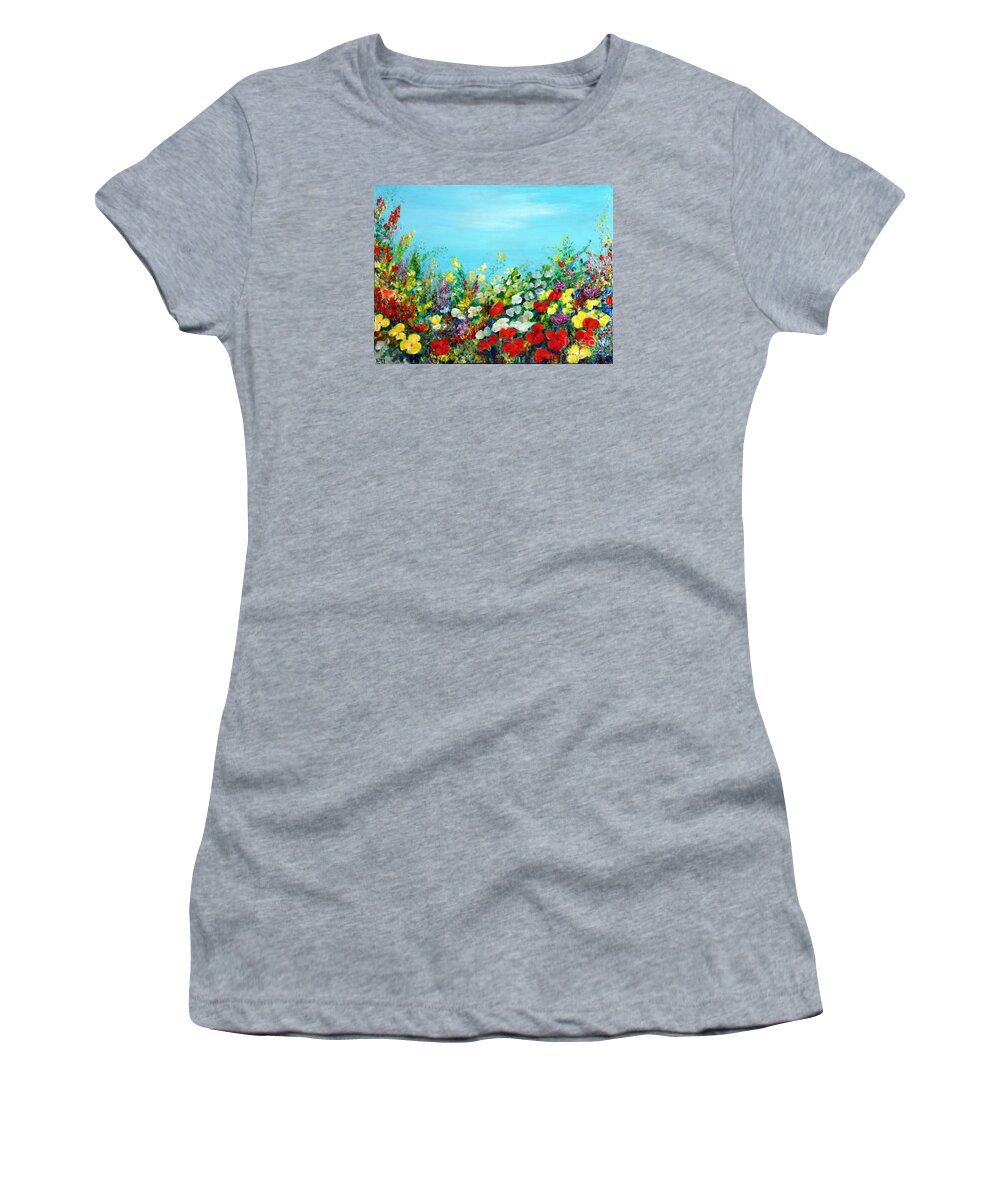 Spring Women's T-Shirt featuring the painting Spring In The Garden by Teresa Wegrzyn