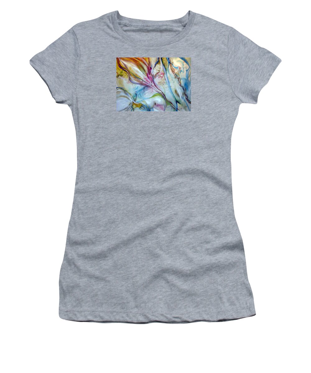 Abstract Floral Expressionism Pastel Women's T-Shirt featuring the painting Spring by Jan VonBokel
