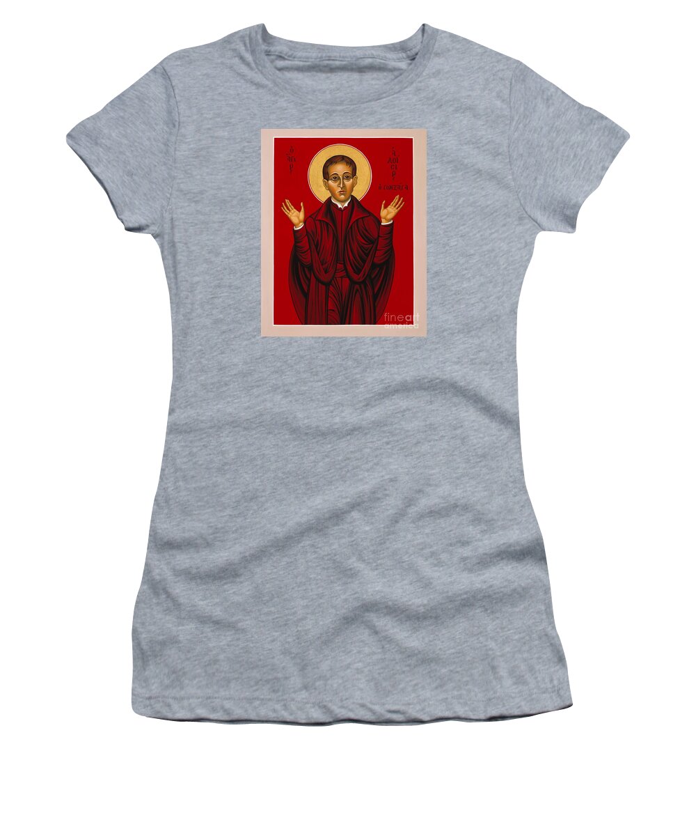 St. Aloysius Women's T-Shirt featuring the painting St. Aloysius in the Fire of Prayer 020 by William Hart McNichols