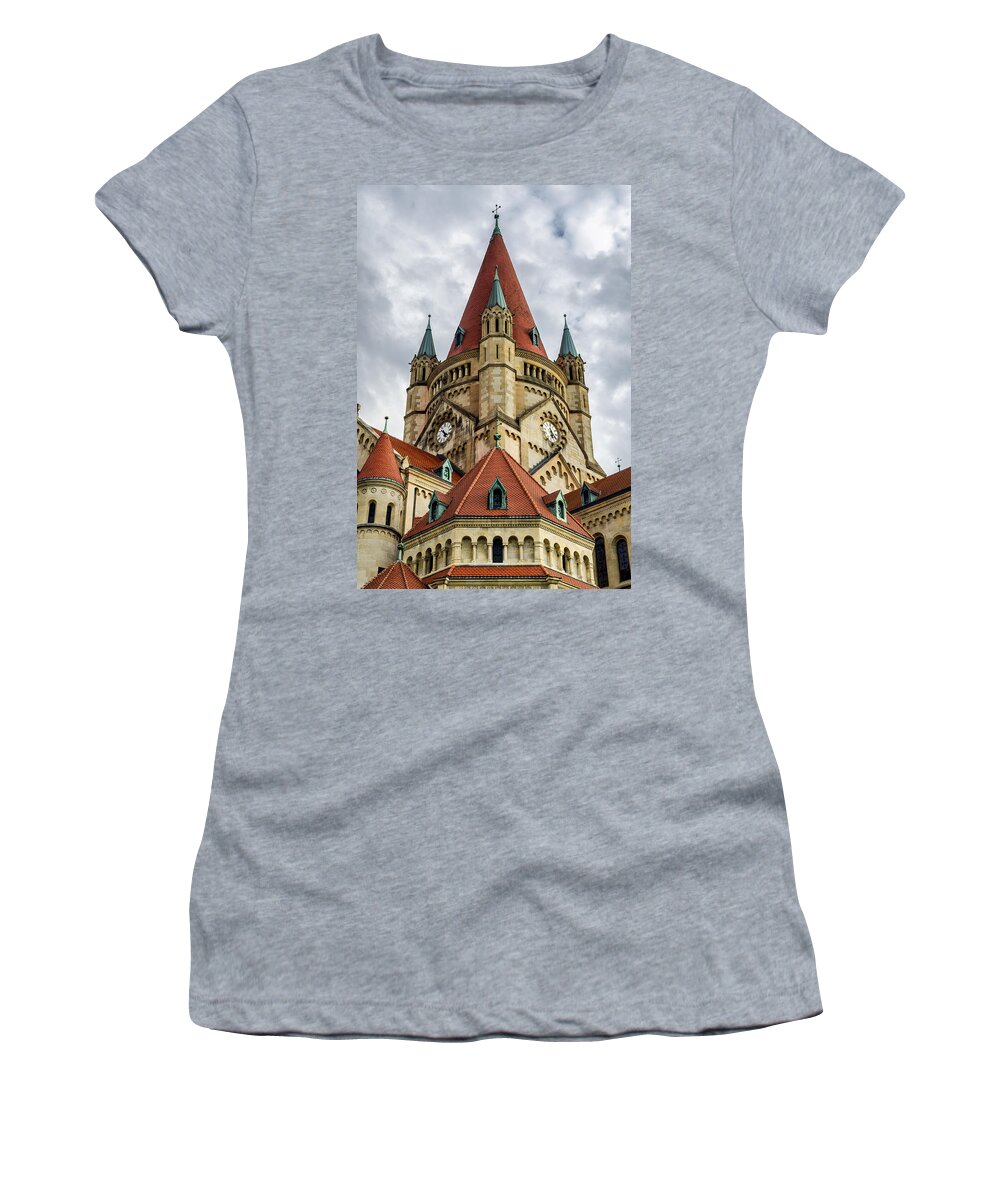St Women's T-Shirt featuring the photograph St. Francis of Assisi Church in Vienna by Pablo Lopez