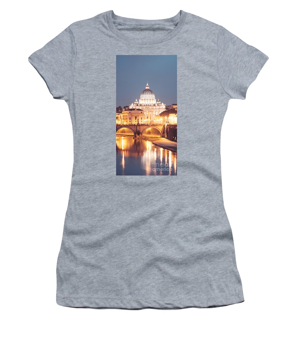 Vatican Women's T-Shirt featuring the photograph St. Peter's basilica at night by Matteo Colombo