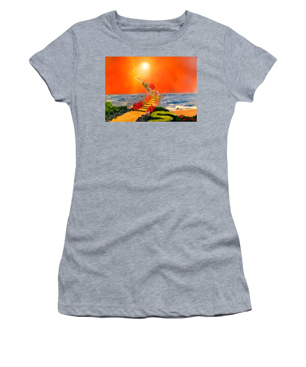 Heaven Women's T-Shirt featuring the painting Stairway to Heaven by Michael Rucker