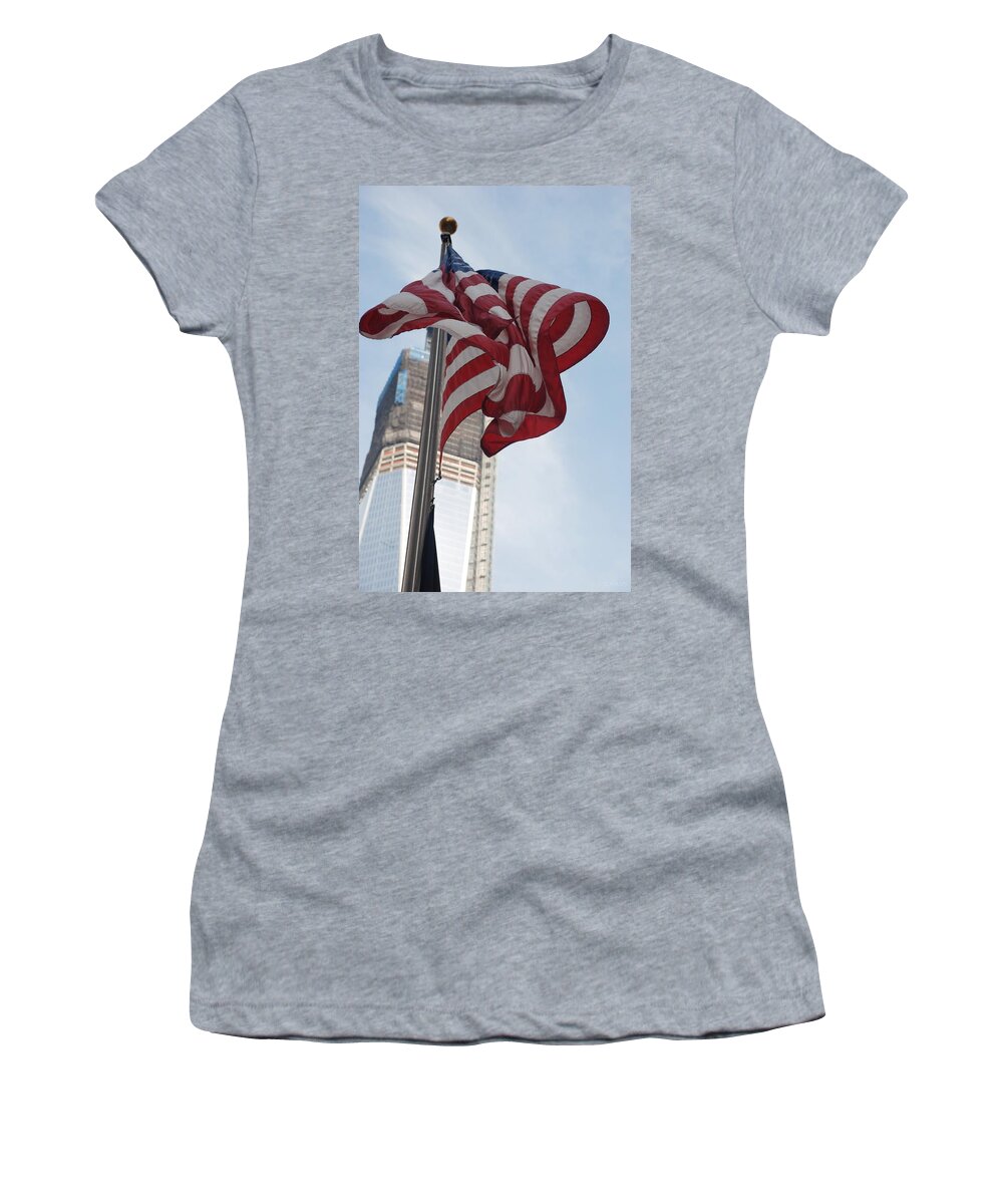 Wtc Women's T-Shirt featuring the photograph STARS and STRIPES and 1 W T C by Rob Hans