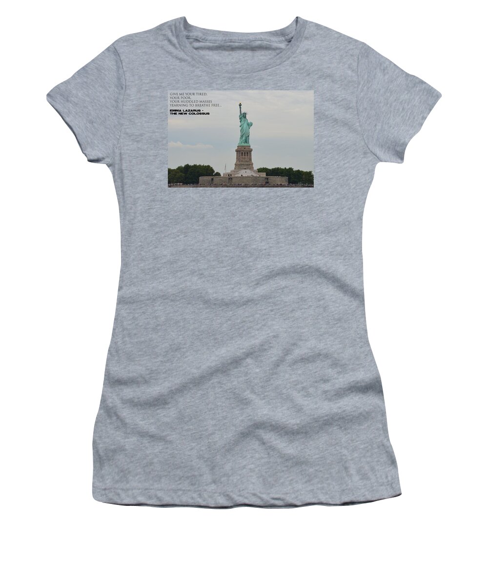 Statue Of Liberty Women's T-Shirt featuring the photograph Statue with Colossus by Richard Bryce and Family