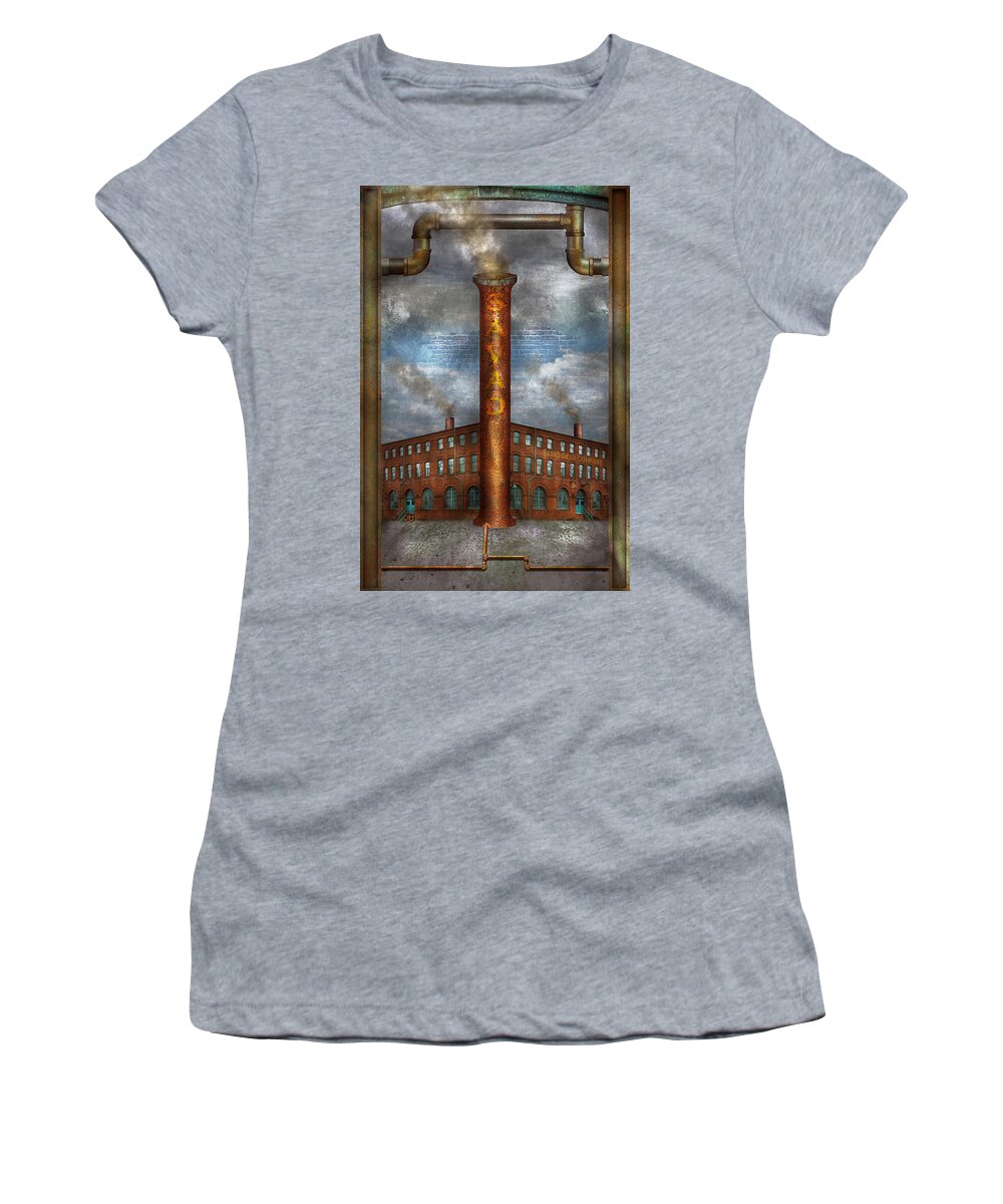 Self Women's T-Shirt featuring the photograph Steampunk - Alphabet - I is for Industry by Mike Savad