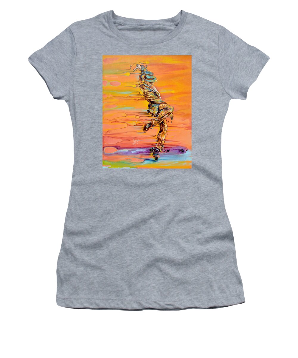 Karina Llergo Women's T-Shirt featuring the painting Step up by Karina Llergo