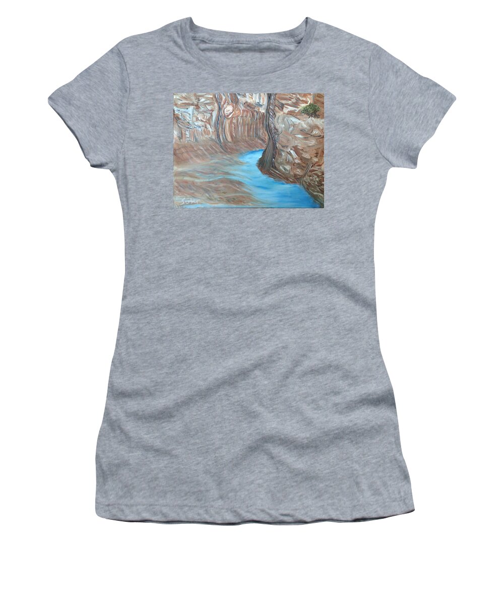 Cave Women's T-Shirt featuring the painting Streams Dream to be a River by Suzanne Surber