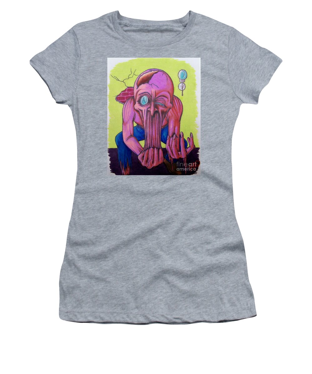 Tmad Women's T-Shirt featuring the drawing Stretching The Truth by Michael TMAD Finney