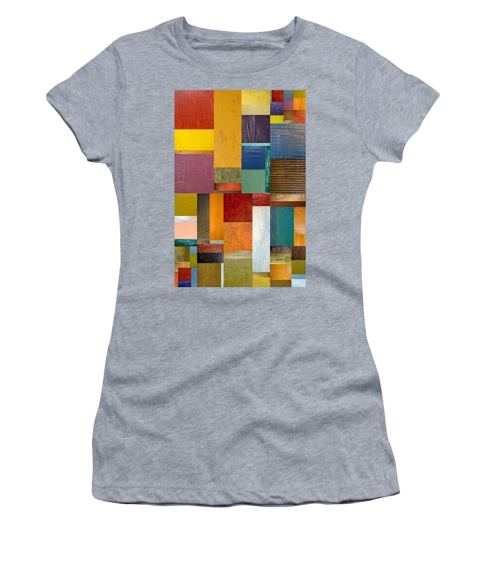 Textural Women's T-Shirt featuring the painting Strips and Pieces ll by Michelle Calkins
