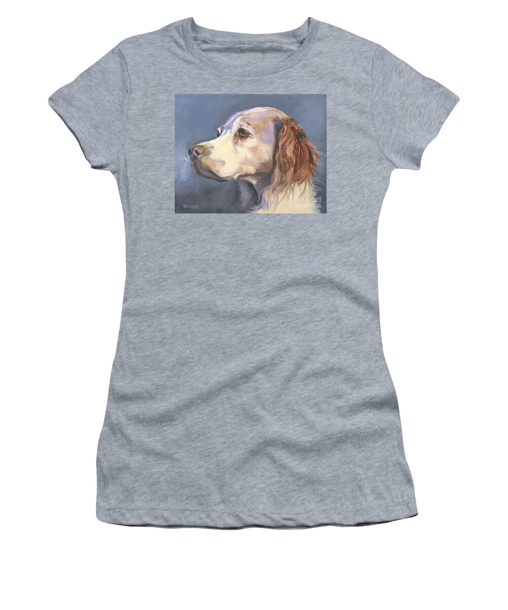 Spaniel Women's T-Shirt featuring the painting Such a Spaniel by Susan A Becker