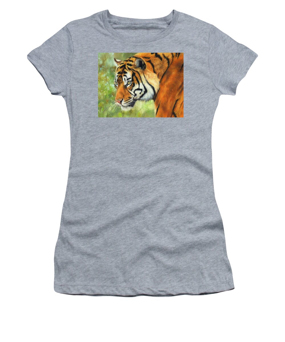 Tiger Women's T-Shirt featuring the painting Sumatran Tiger 2 by David Stribbling