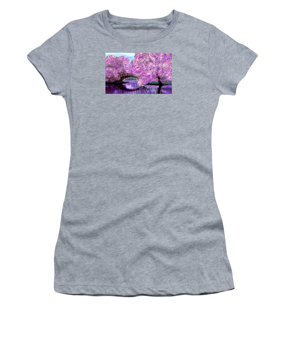 Cherry Women's T-Shirt featuring the painting Summer Bridge by Michele Avanti