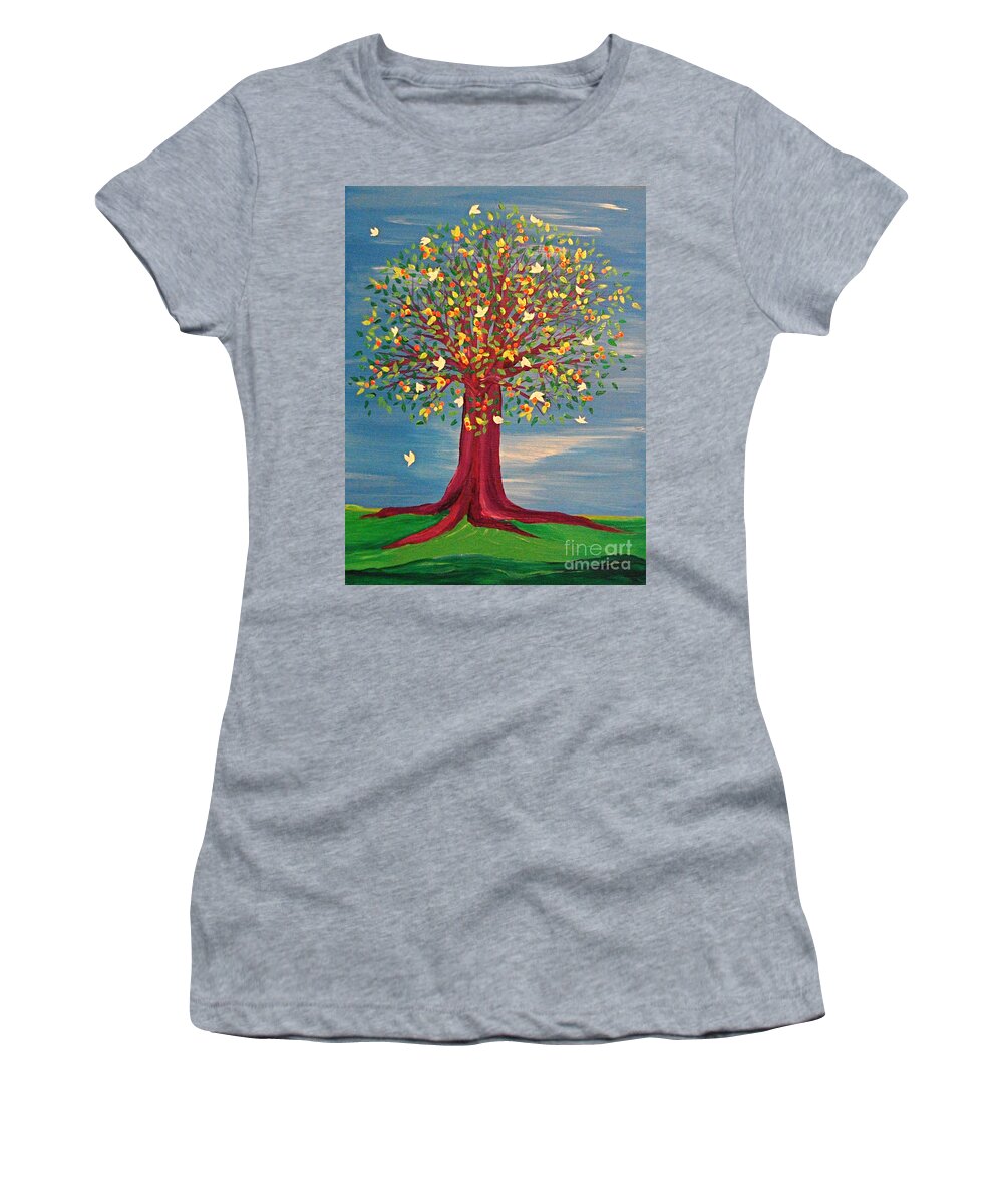 Tree Women's T-Shirt featuring the painting Summer Fantasy Tree by First Star Art