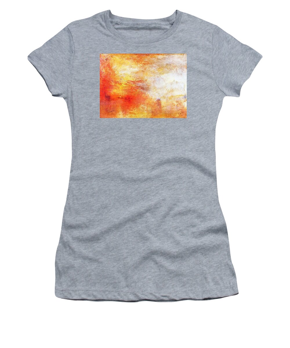 Joseph Mallord William Turner Women's T-Shirt featuring the painting Sun Setting Over A Lake by William Turner